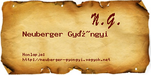 Neuberger Gyöngyi névjegykártya